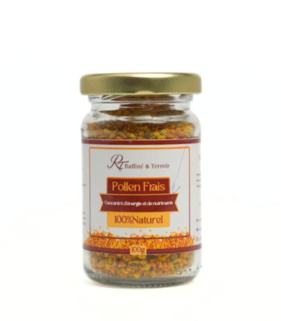 Pollen Frais – 100% Naturel (100g) Le Pollen Frais est un superaliment naturel récolté par les abeilles et riche en vitamines, protéines et nutriments essentiels. Il aide à renforcer l’organisme, améliorer l’énergie et soutenir le bien-être au quotidien.