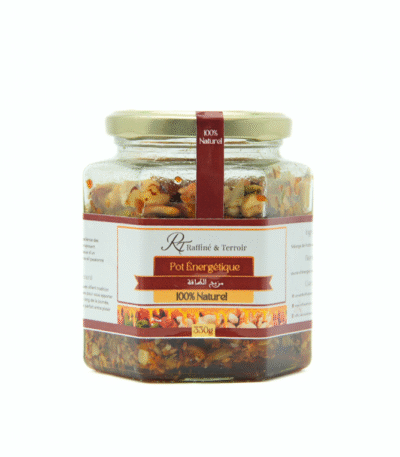 Pot Énergétique – Fruits Secs & Miel Un mélange naturel et savoureux de fruits secs et miel riche en nutriments et en énergie. Idéal pour les personnes actives qui recherchent une collation saine et naturelle pour rester en forme toute la journée.