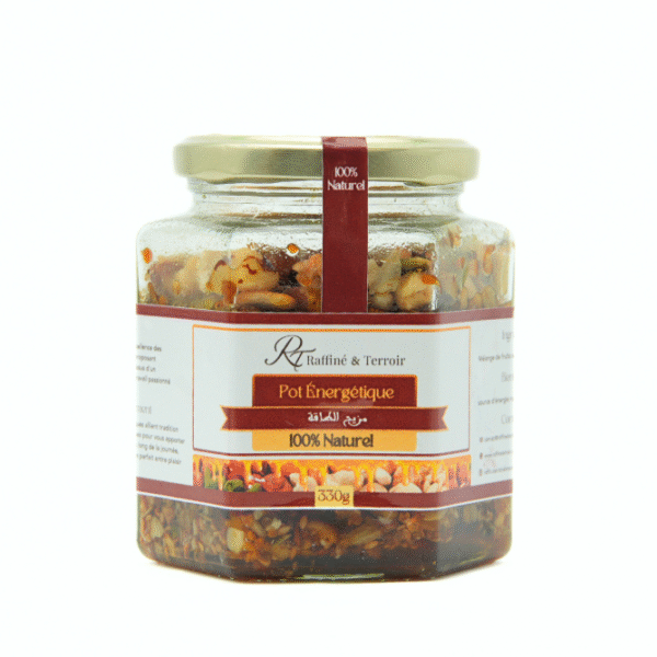 Pot Énergétique – Fruits Secs & Miel Un mélange naturel et savoureux de fruits secs et miel riche en nutriments et en énergie. Idéal pour les personnes actives qui recherchent une collation saine et naturelle pour rester en forme toute la journée.