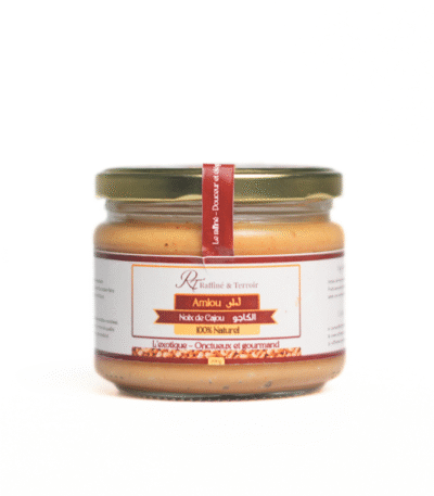 Amlou aux Noix de Cajou – Douceur Crémeuse & 100% Naturel Une version gourmande de l’amlou traditionnel à base de noix de cajou, miel naturel et huile d’argan. Texture ultra onctueuse et goût délicatement sucré pour un plaisir unique.