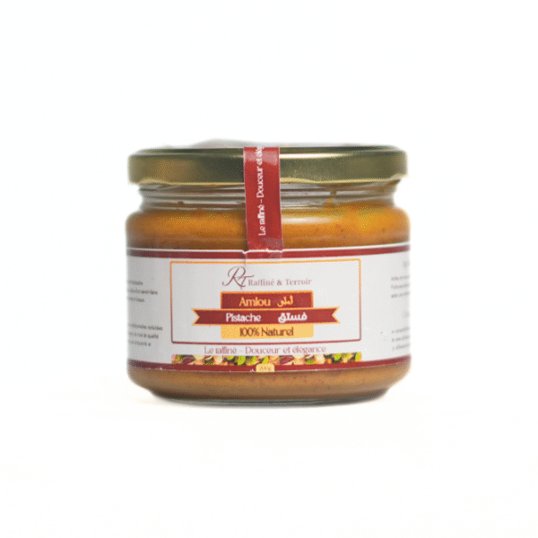 Amlou aux Pistaches – Saveur Gourmande & 100% Naturel Découvrez une version raffinée de l’amlou traditionnel avec des pistaches soigneusement sélectionnées, du miel naturel et de l’huile d’argan. Une pâte onctueuse, riche et savoureuse pour un plaisir unique.